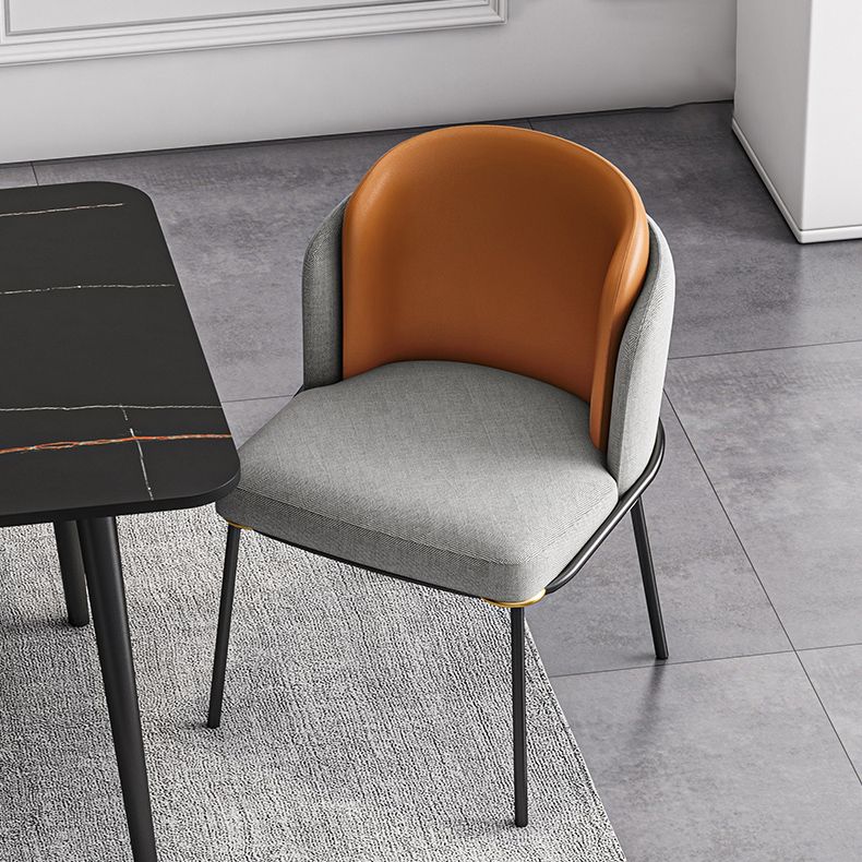 Contemporary Metal Dining Chairs Upholstered Armless Dining Chairs for Home Use Clearhalo ' kitchen&dining_furn' 'Dining Chairs' 'Dining Tables & Seating' 'dining_chair' 'furn' 'furn_dining_chair' 'Furniture' 'furniture_dining_chair' 'Kitchen & Dining Furniture' 'kitchen' 1200x1200_7e4ca348-9e78-498a-af19-7c48f3765f3c