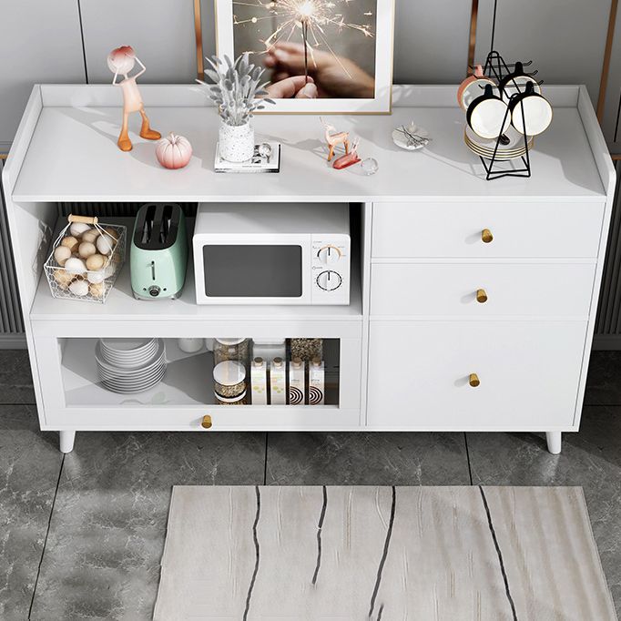 Contemporary Sideboard Cabinet with 3-Drawers One Door Engineered Wood Kitchen Cabinets Clearhalo 'buffet_sideboard' 'Buffets & Sideboards' 'furn' 'furn_buffet_sideboard' 'Furniture' 'Kitchen & Dining Furniture' 1200x1200_7e4df40f-40b8-413a-97ba-af4fe005d1ab