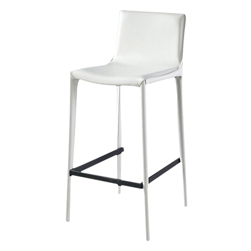 Modern Armless Faux Leather Low Back Bar Stools with Metal Base