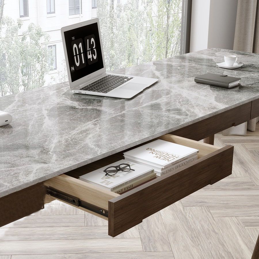 Bureau d'écriture de style industriel Bureau de tâche de forme rectangulaire en brun pour le bureau