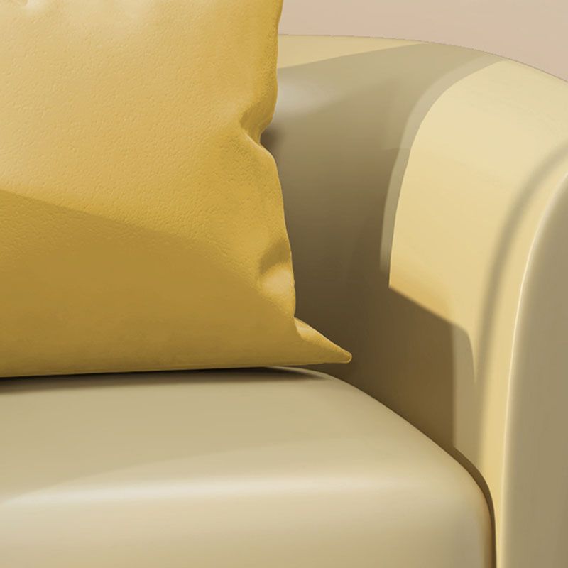 Modern Standard Leather Sofa Stationary Flared Arm Sofa for Living Room