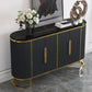 Scheda laterale Glam Credenza Stone Glass con armadi e cassetti