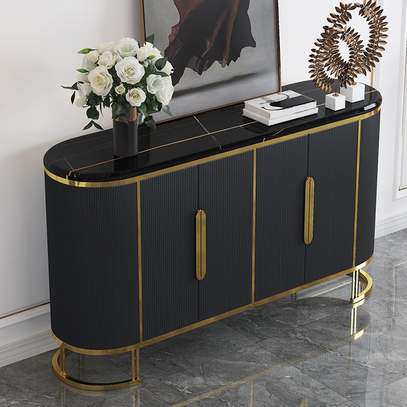 Scheda laterale Glam Credenza Stone Glass con armadi e cassetti