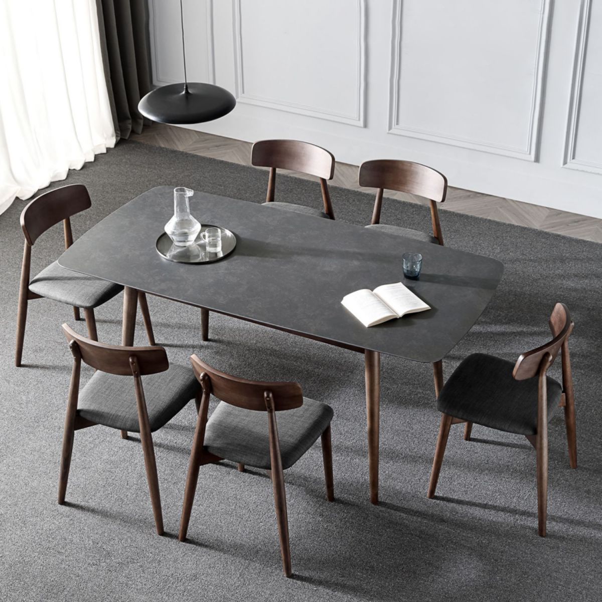 Contemporary Style Home Sintered Stone Dining Table Rectangle Shape Table with 4 Legs Base Clearhalo ' dining_table' 'Dining Tables & Seating' 'Dining Tables' 'furn' 'furn_dining_table' 'Furniture' 'furniture_dining_table' 'Kitchen & Dining Furniture' 'kitchen&dining_furn' 'kitchen' 'kitchen_dining_table' 1200x1200_7e52bd84-55e1-4a7c-b0b7-4e1eb0437db0