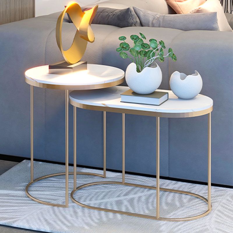 Luxurious Stone Top End Table Metal Frame Sofa Side Accent Table Clearhalo 'Coffee & Accent Tables' 'End & Side Tables' 'end_side_tables' 'furn' 'furn_end_side_tables' 'Furniture' 'Living Room Furniture' 1200x1200_7e52f0b2-c29e-431f-a493-06cef26946ab