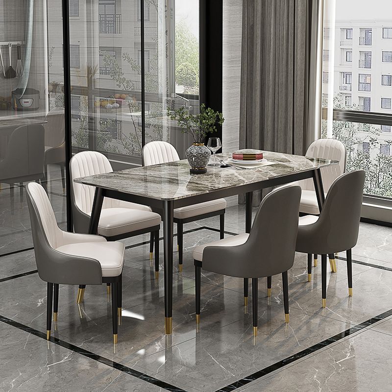 Glam 1/5/7 Pieces Dining Set Rectangle Dining Table Set for Home Use Clearhalo 'Dining Room Sets' 'Dining Tables & Seating' 'dining_room_set' 'furn' 'furn_dining_room_set' 'Furniture' 'furniture_dining_room_set' 'Kitchen & Dining Furniture' 'kitchen&dining_furn' 'kitchen' 1200x1200_7e553291-d891-4f20-95d0-c2de7765bf10