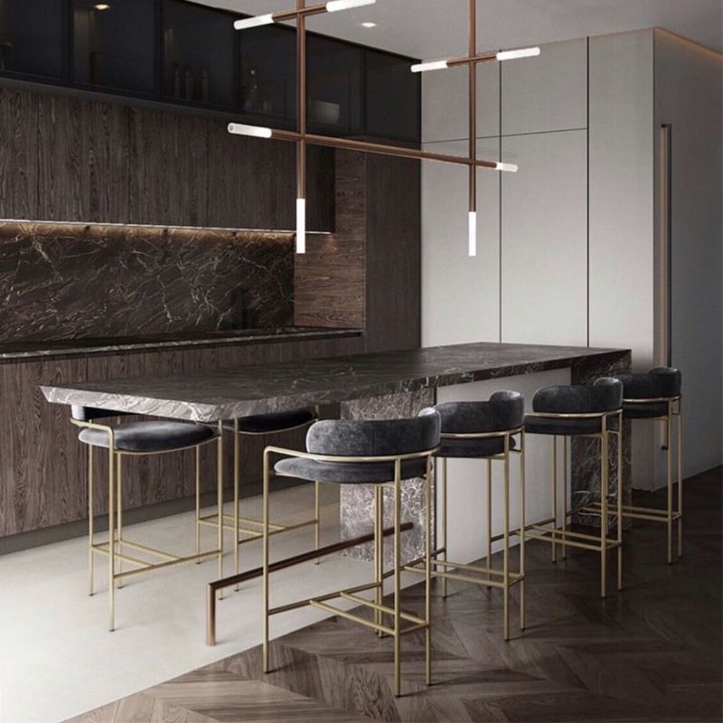 29.53" Glam Bar and Counter Stool Low Back Stool with 4 Metal Legs Clearhalo 'Bar Furniture' 'Bar Stools' 'bar_stools' 'furn' 'furn_bar_stools' 'Furniture' 'furniture_bar_stools' 'Kitchen & Dining Furniture' 1200x1200_7e555bf6-ffbc-453a-bc45-209639c53465