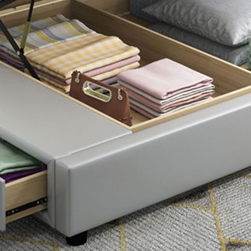 Glamholz Standard Bett echtes Lederbettrahmen mit Kopfteil für Schlafzimmer