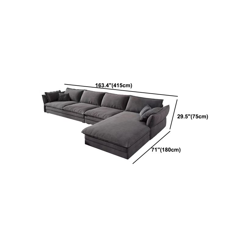 Contemporary Cushions Sofa & Chaise Loose Back Flared Arm Sofa