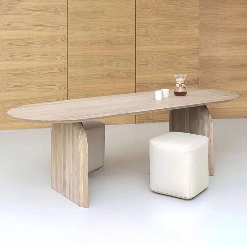 Oval Solid Wood Brown Tone Dining Table Modern Double Pedestal Table for Dining Room Clearhalo ' dining_table' 'Dining Tables & Seating' 'Dining Tables' 'furn' 'furn_dining_table' 'Furniture' 'furniture_dining_table' 'Kitchen & Dining Furniture' 'kitchen&dining_furn' 'kitchen' 'kitchen_dining_table' 1200x1200_7e5665ad-77b8-4d06-b8e9-829de0ab24b5
