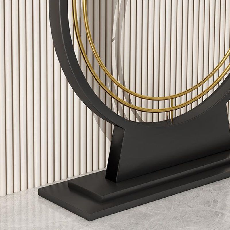 12 Inch Wide Glam Accent Table Half Moon Stone Console Table for Hall