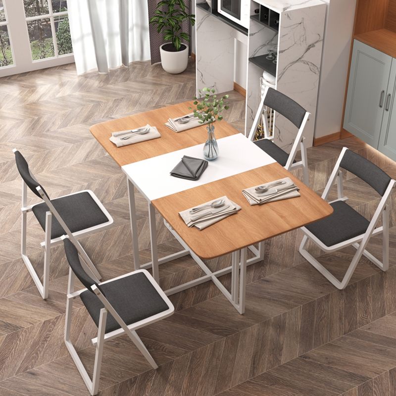 Artificial Wooden Top Foldable Table Extendable Rectangle Table with Trestle Base Clearhalo ' dining_table' 'Dining Tables & Seating' 'Dining Tables' 'furn' 'furn_dining_table' 'Furniture' 'furniture_dining_table' 'Kitchen & Dining Furniture' 'kitchen&dining_furn' 'kitchen' 'kitchen_dining_table' 1200x1200_7e58b679-ae47-46af-8f77-1d1e0055d500