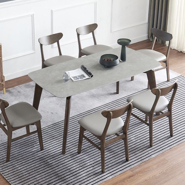 Mid-Century Modern Rectangle Table Grey Sintered Stone Table with 4 Ash Solid Wood Legs Clearhalo ' dining_table' 'Dining Tables & Seating' 'Dining Tables' 'furn' 'furn_dining_table' 'Furniture' 'furniture_dining_table' 'Kitchen & Dining Furniture' 'kitchen&dining_furn' 'kitchen' 'kitchen_dining_table' 1200x1200_7e5b59bf-1441-4859-a4fc-ceac9fd4a395