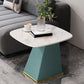 Rectangular Stone End Table Modernism Pedestal Side Table, 23.6" W x 19.7" D x 23.6" H