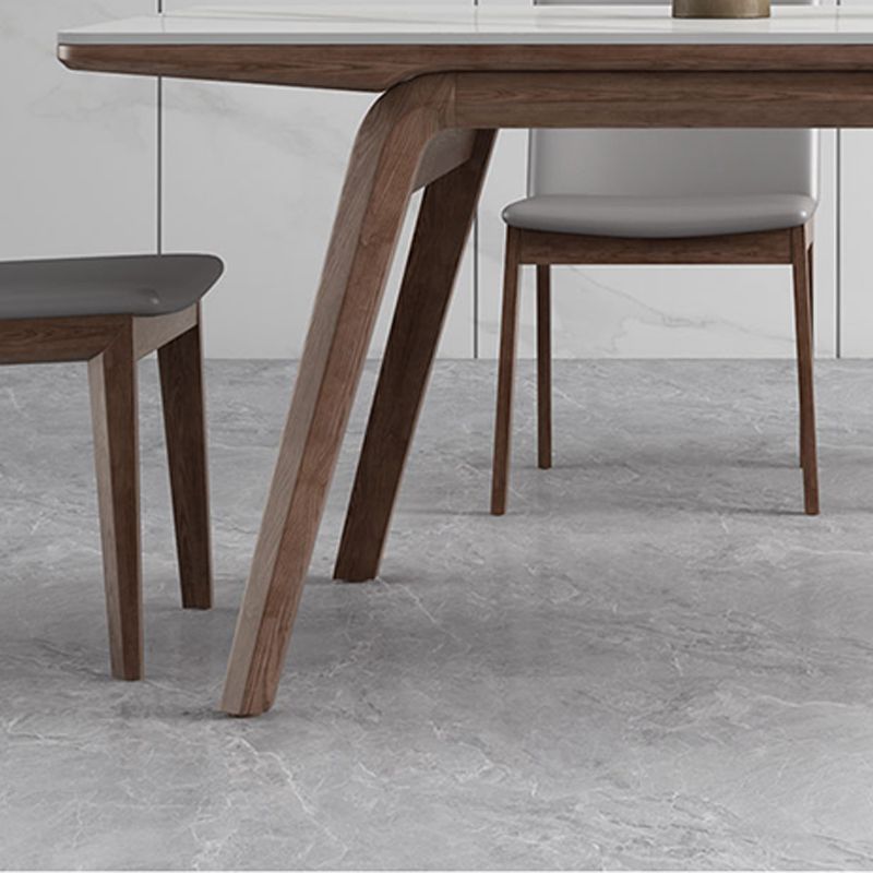 Rectangle Table Medieval Modern Sintered Stone Top Dining Table with Wooden Base Clearhalo 'Dining Tables & Seating' 'Dining Tables' 'dining_table' 'furn' 'furn_dining_table' 'Furniture' 'Kitchen & Dining Furniture' 1200x1200_7e5edf84-102f-4a45-b587-87f0b1e5346c