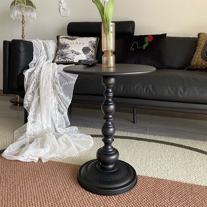 Round Metal Pedestal End Table Black/White Accent Side Table