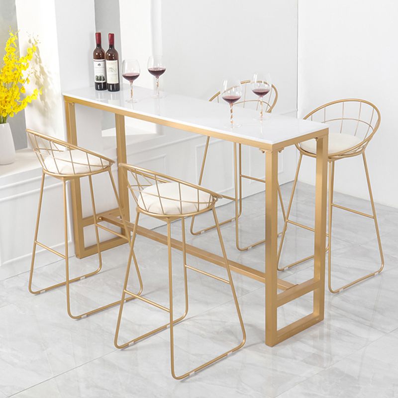 Glam 1/3/5 Pieces Bar Table Set Rectangle Stone Counter Table with Stools for Cafe Clearhalo 'Bar Furniture' 'furn' 'furn_home_bar_bar_sets' 'Furniture' 'Home Bars & Bar Sets' 'home_bar_bar_sets' 'Kitchen & Dining Furniture' 1200x1200_7e63df24-15a7-4e71-89ee-9e82595a6729