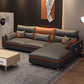 Stain Resistan Faux Leather Square Arm Sectional with Pillowed Back Cushions Clearhalo 'furn' 'furn_sectionals' 'Furniture' 'furniture_sectionals' 'Living Room Furniture' 'Sectionals' 1200x1200_7e64e4e4-9515-432c-9a09-6fd51c0bea0a