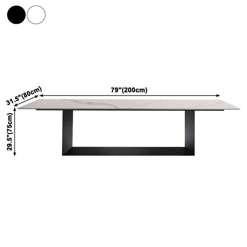 Sintered Stone Top Dining Table Industrial Kitchen Table with Black Metal Pedestal Clearhalo ' dining_table' 'Dining Tables & Seating' 'Dining Tables' 'furn' 'furn_dining_table' 'Furniture' 'furniture_dining_table' 'Kitchen & Dining Furniture' 'kitchen&dining_furn' 'kitchen' 'kitchen_dining_table' 1200x1200_7e664559-08cc-4d1c-bf61-f38f6da5fddb