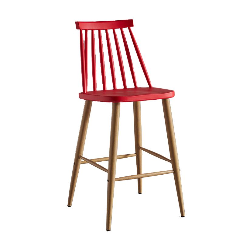 Nordic Plastic Bar-stool Square Seat Counter Bar Stool with Wood Legs Clearhalo 'Bar Furniture' 'Bar Stools' 'bar_stools' 'furn' 'furn_bar_stools' 'Furniture' 'Kitchen & Dining Furniture' 1200x1200_7e6927d6-1c7b-4f70-9cd5-1703b63f6144