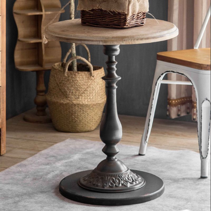French Country Round Wooden Top Side Table Antique Brown Pedestal End Snake Table Clearhalo 'Coffee & Accent Tables' 'End & Side Tables' 'end_side_tables' 'furn' 'furn_end_side_tables' 'Furniture' 'Living Room Furniture' 1200x1200_7e69fd59-b48a-4ec2-b64b-c0e54492a7dc