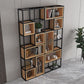 Industrial Open Etagere Bookshelf Iron Frame Solid Wood Shelf Bookshelf Clearhalo 'Bookcases' 'furn' 'furn_bookcases' 'Furniture' 'furniture_bookcases' 'kitchen' 'kitchen_bookcases' 'Living Room Furniture' 'Office Furniture' 1200x1200_7e6a4d5f-7e83-4b92-b77f-13e108fb5845