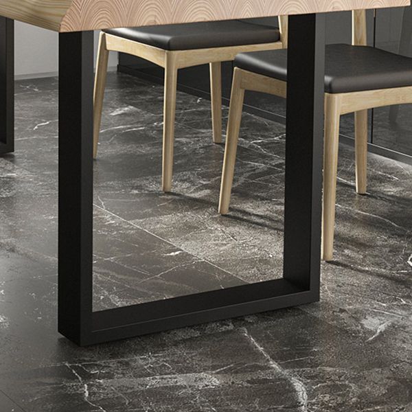 Rectangle Solid Wood Table Modern Dining Table with Metal Base and Double Pedestal for Restaurant Clearhalo ' dining_table' 'Dining Tables & Seating' 'Dining Tables' 'Furniture' 'furniture_dining_table' 'Kitchen & Dining Furniture' 'kitchen&dining_furn' 'kitchen' 'kitchen_dining_table' 1200x1200_7e6d6334-f4d3-4334-b56f-01eaa13833b9