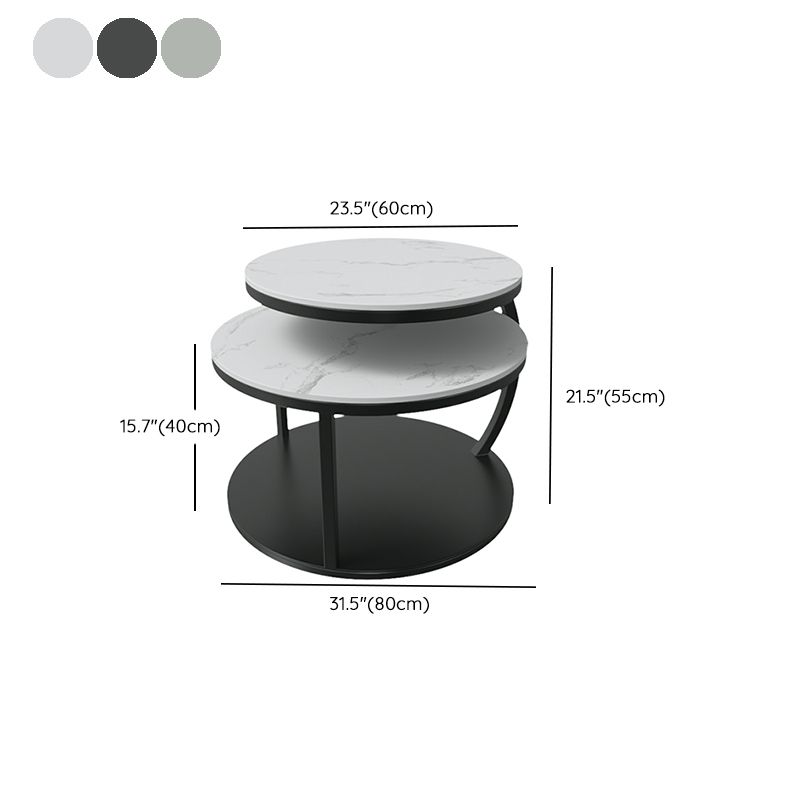 Glam Slate Coffee Table No Distressing Round Cocktail Table for Bedroom Clearhalo 'Coffee & Accent Tables' 'Coffee Tables' 'coffee_tables' 'furn' 'furn_coffee_tables' 'Furniture' 'Living Room Furniture' 1200x1200_7e6da908-b3ad-4144-b2aa-3b2f989a4bd2