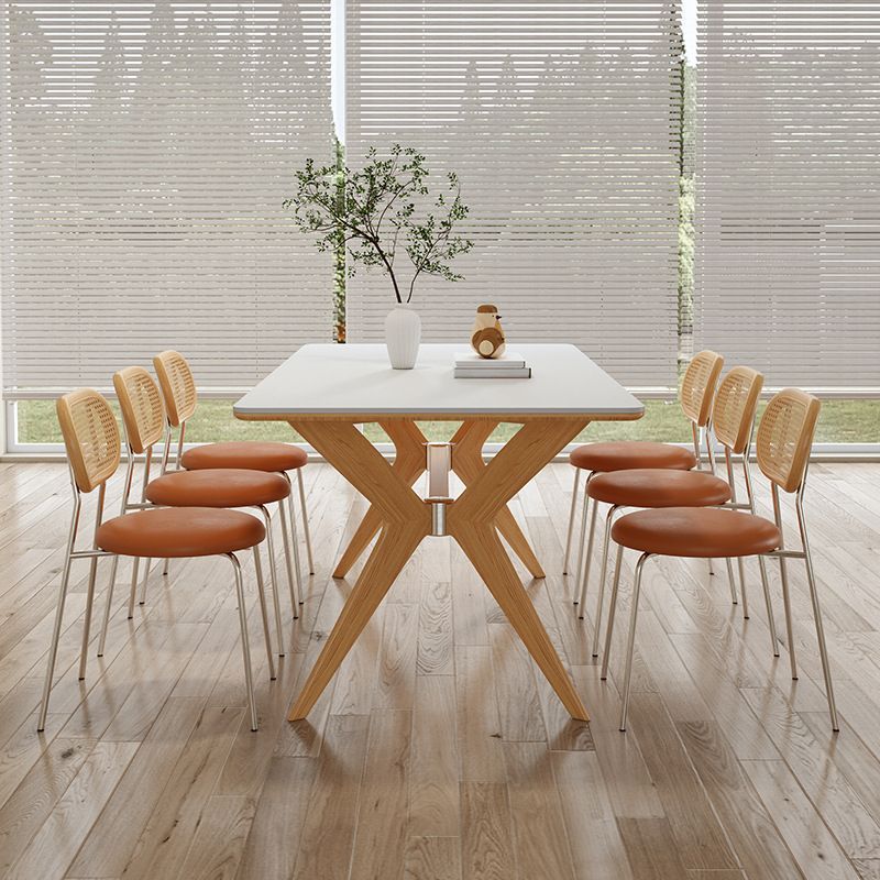 Contemporary 1/2/5/7 Pieces Dining Chairs Set Rectangle Stone Furniture in White Clearhalo 'Dining Room Sets' 'Dining Tables & Seating' 'dining_room_set' 'furn' 'furn_dining_room_set' 'Furniture' 'Kitchen & Dining Furniture' 1200x1200_7e6f3208-ac81-4e0d-9a35-912ab9e1d955