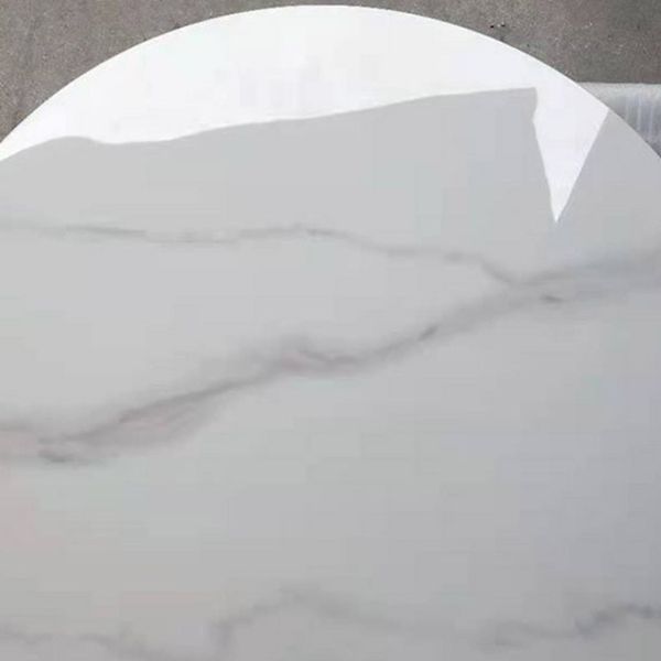 Table ronde de luxe traditionnelle en métal pour salle à manger table en pierre fritrée avec piédestal