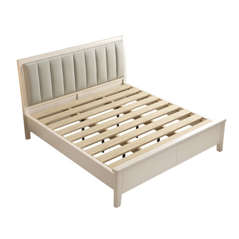 Sin panel angustiante cama estándar cama de panel de color sólido con cabecera tapizada