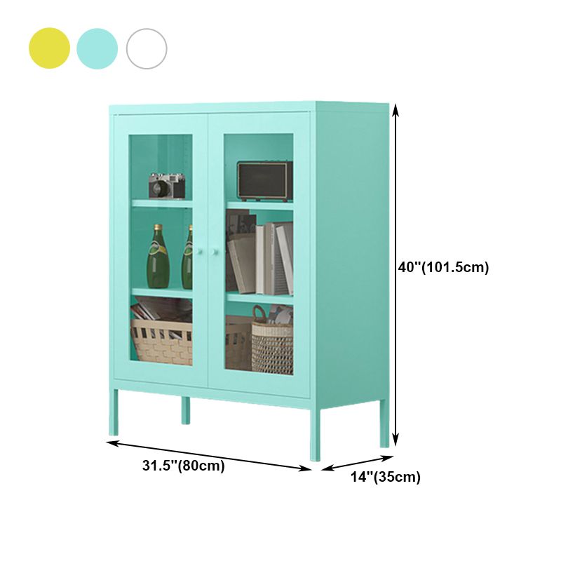 Contemporary Style Metal Bookcase Closed Back Bookshelf with Door for Home Clearhalo 'Bookcases' 'Furniture' 'furniture_bookcases' 'Office Furniture' 1200x1200_7e7564f1-11b9-41e0-988f-f30bf3e68413