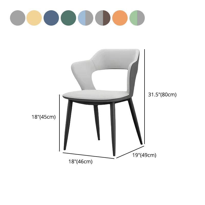 Faux Leather Modern Indoor Side Chair Matte Finish Open Back Dining Chair