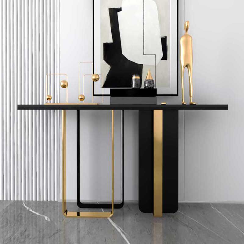 Tavolo di console rettangolare in pietra glam 31,5 "tavolo di accento alto