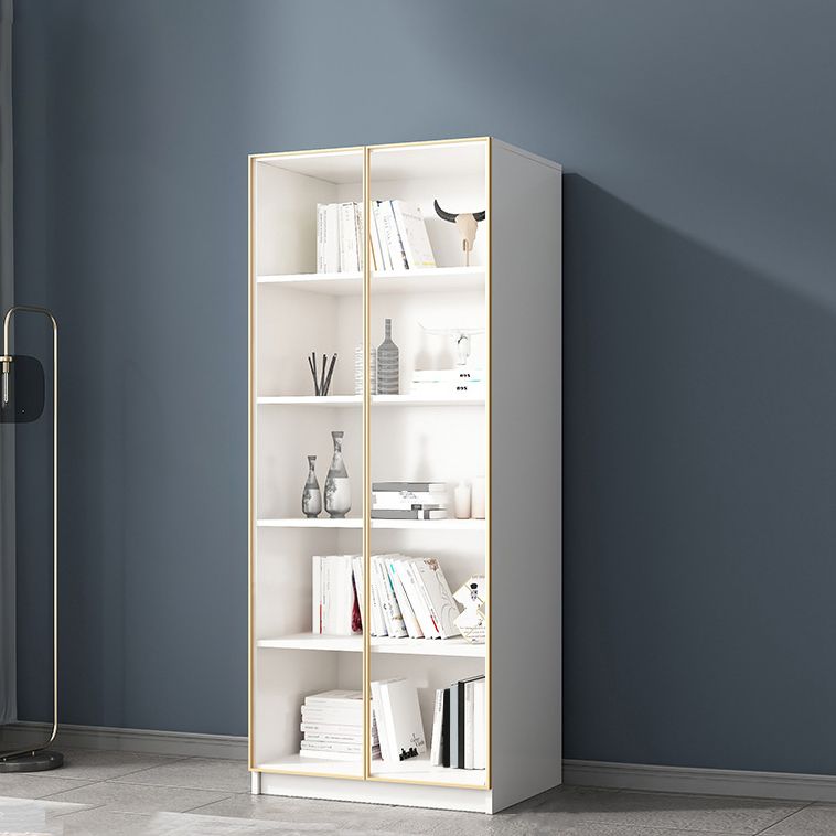 Modern Engineered Wood Bookshelf Standard Closed Back Vertical Bookcase with Doors