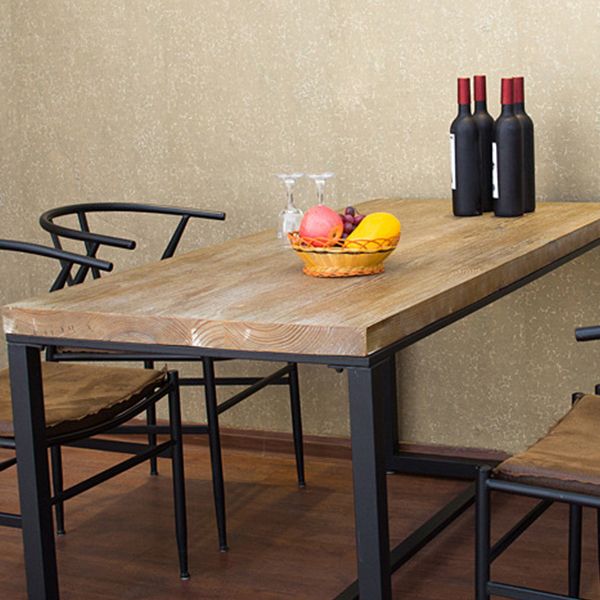 Modern Matte Brown Dining Set with Metal Chairs 1/2/5 Pieces Solid Wood Dinette Set