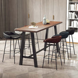 Rectangle Pine Solid Wood Trestle Base Bar Table for Kitchen Dining Room