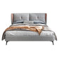Modern Grey Wingback Bed with Tufted Rectangle Headboard and Metal Legs