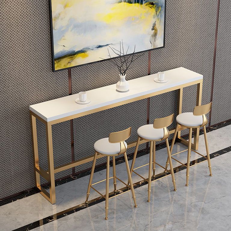 Tavolo da pub rettangolare in tavolo da bistrot lussuoso bianco con base di cavalletto in metallo