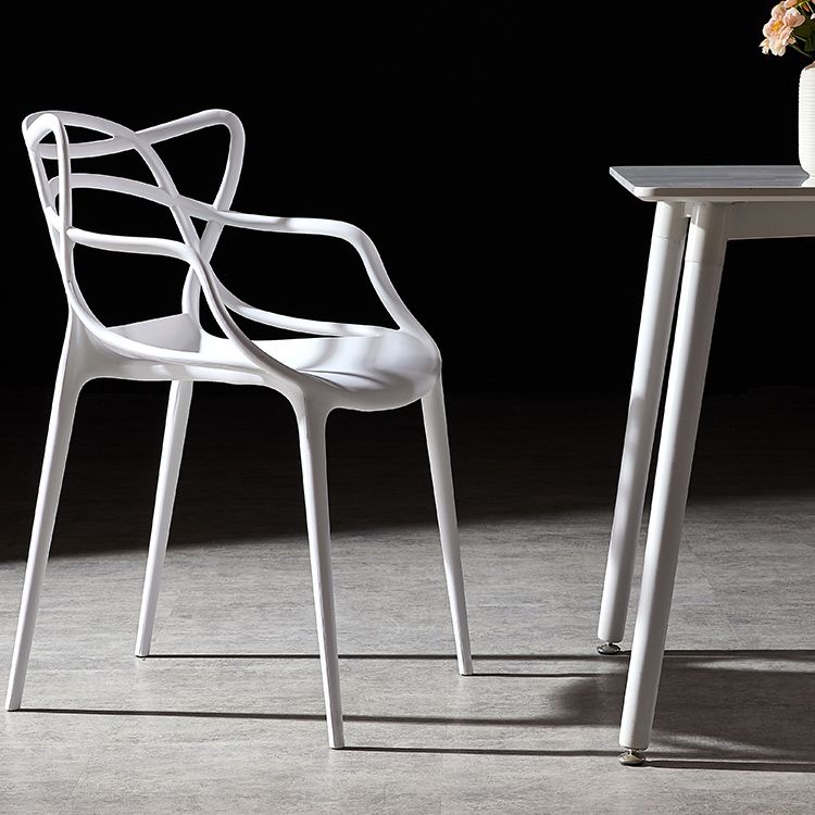 Scandinavian Plastic Dining Arm Chair Indoor Stackable Dining Armchairs Clearhalo ' kitchen&dining_furn' 'Dining Chairs' 'Dining Tables & Seating' 'dining_chair' 'furn' 'furn_dining_chair' 'Furniture' 'furniture_dining_chair' 'Kitchen & Dining Furniture' 'kitchen' 1200x1200_7e7e1d36-b3be-4a28-80c4-e47bfc1543a2