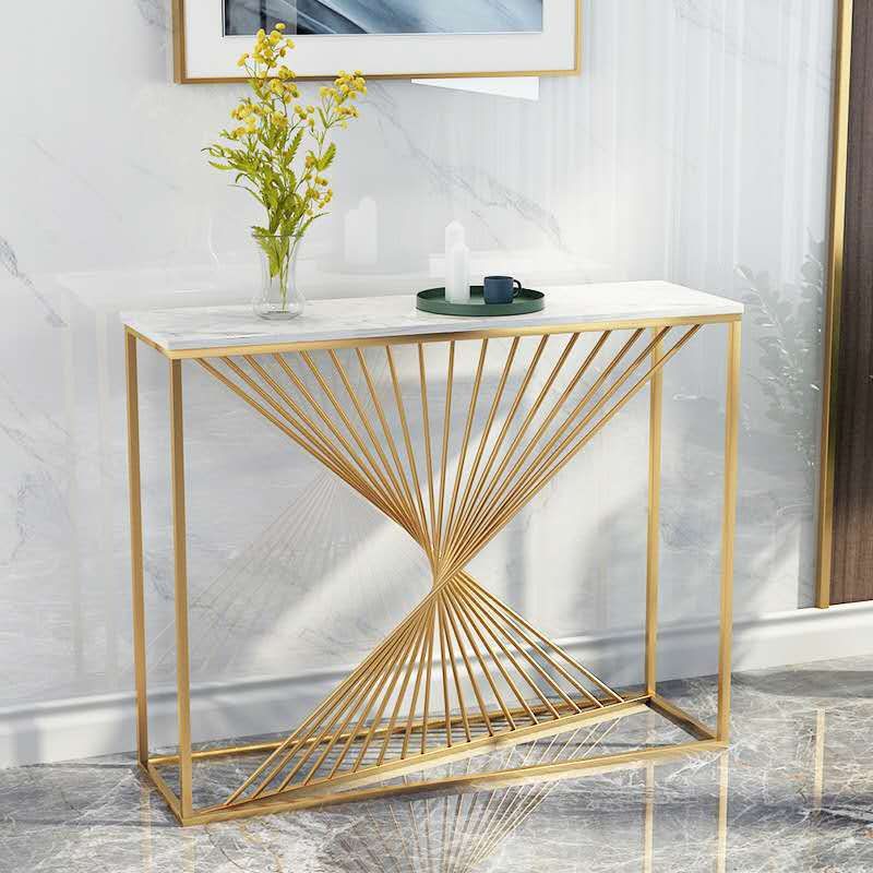 Tavolo da divano console in marmo glam tavolo accento per cornice oro per hall