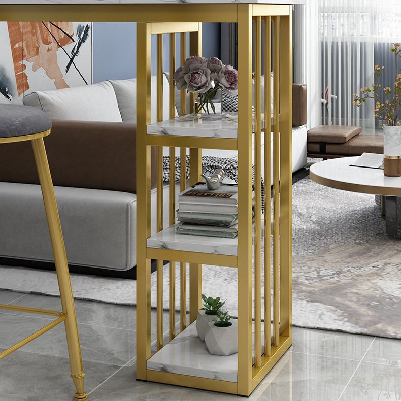 Marble Color Top Bar Table 42-inch Height Glam Style Bistro Table Clearhalo 'Bar Furniture' 'Bar Tables' 'bar_tables' 'furn' 'furn_bar_tables' 'Furniture' 'Kitchen & Dining Furniture' 1200x1200_7e7fb66a-8c5e-4ea3-a364-c24e6c771415