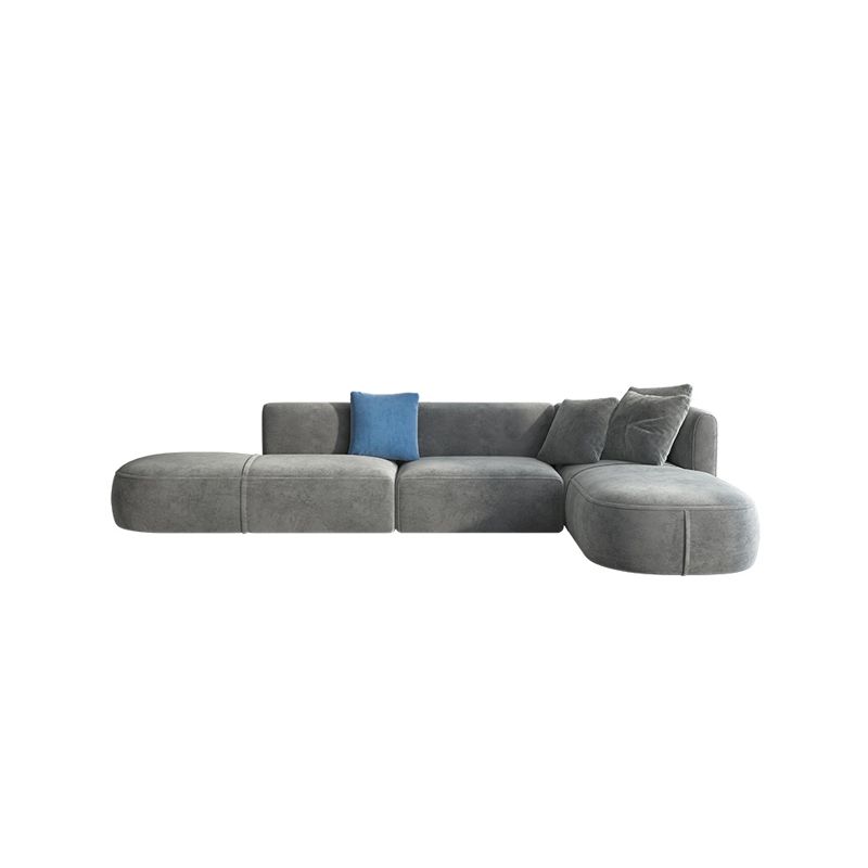 Velvet One Arm Sectional Sofa 27.56"High Tight Back Sofa for Living Room Clearhalo 'furn' 'furn_sectionals' 'Furniture' 'furniture_sectionals' 'Living Room Furniture' 'Sectionals' 1200x1200_7e7fece8-9f56-40b5-8970-552f2dad344d