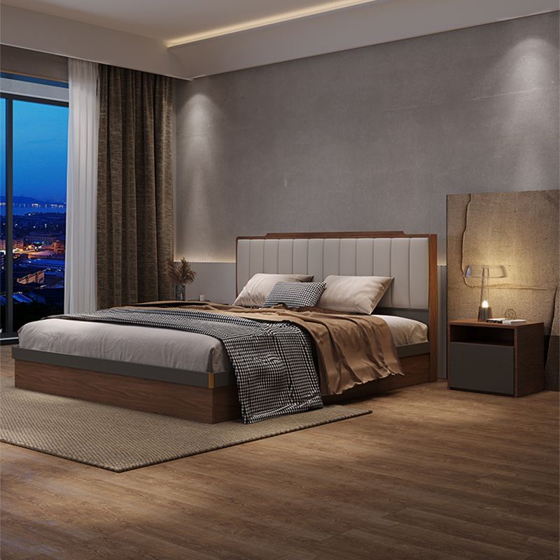 Letto moderno della metà del secolo letto imbottito pannello con pannello con cassetti
