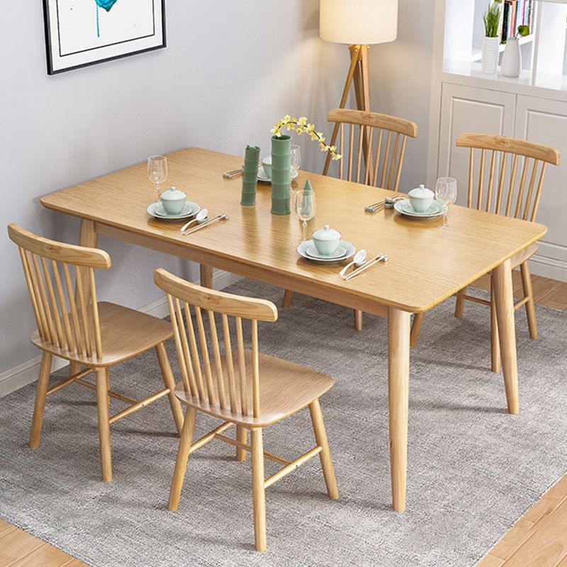 Contemporary Solid Wood Rectangle Dining Room Set with 4 Wood Legs for Kitchen Furniture Clearhalo 'Dining Room Sets' 'Dining Tables & Seating' 'dining_room_set' 'furn' 'furn_dining_room_set' 'Furniture' 'furniture_dining_room_set' 'Kitchen & Dining Furniture' 'kitchen&dining_furn' 'kitchen' 1200x1200_7e821595-d5c0-42d7-b8d7-daae41a23228