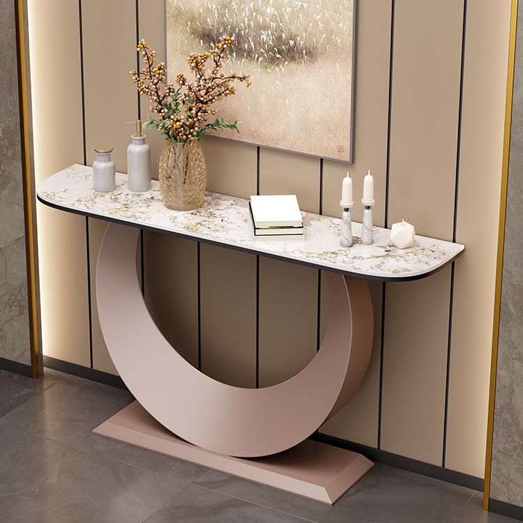 Media de la mesa contemporánea Table de piedra White/Black/Black/Pink Console Table