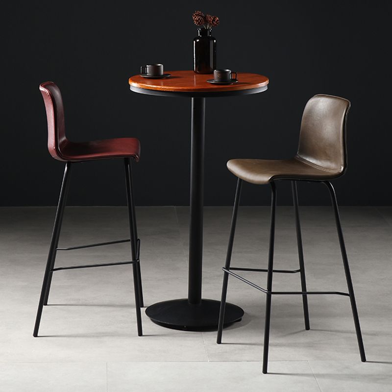 Distressed Leather Simple Barstool Nordic Indoor Tall Stool with Bucket Seat Clearhalo 'Bar Furniture' 'Bar Stools' 'bar_stools' 'furn' 'furn_bar_stools' 'furniture_bar_stools' 'Kitchen & Dining Furniture' 'kitchen&dining_furn' 'kitchen' 'kitchen_furn' Furniture' 1200x1200_7e82d437-0fde-49dd-b3ab-8bb71c4bc507