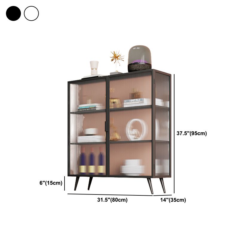 Polished Finish Metal Sideboard Glam Indoor Dining Server with Clear Glass Doors Clearhalo 'buffet_sideboard' 'Buffets & Sideboards' 'furn' 'furn_buffet_sideboard' 'Furniture' 'Kitchen & Dining Furniture' 1200x1200_7e838094-0b40-441d-95b1-2ebf85645ad0