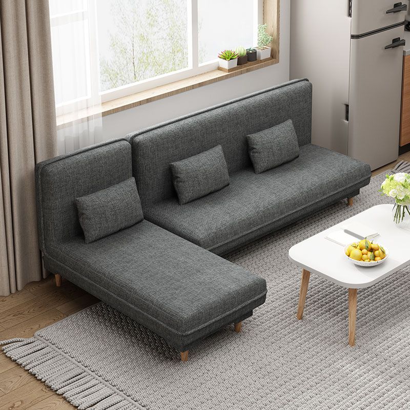 30.7"H Blue/ Grey / Green Linen Armless Sofa Bed& Chaise for Living Room Clearhalo 'furn' 'furn_sectionals' 'Furniture' 'Living Room Furniture' 'Sectionals' 1200x1200_7e83f3cf-aa0e-4638-8479-5d63b84332d1