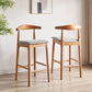 Contemporary Upholstered Armless Bar Stool with Solid Wood Base